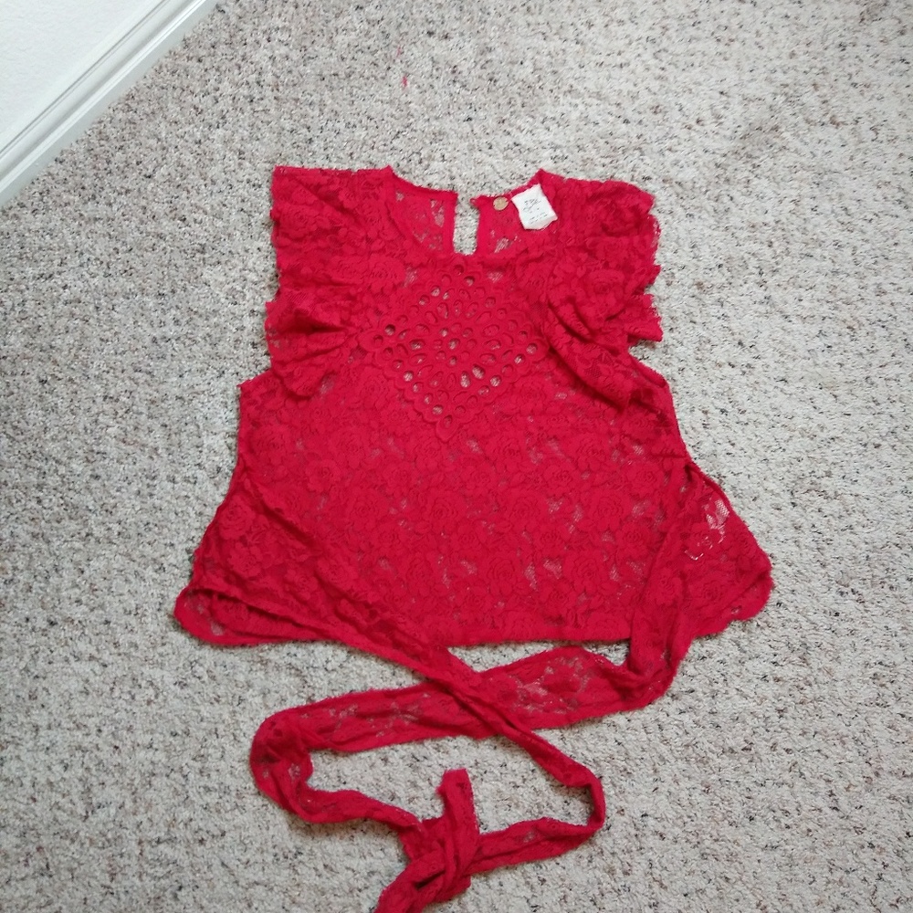 Free People Celeste Lace Wrap Top SZ M - Picture 3 of 8